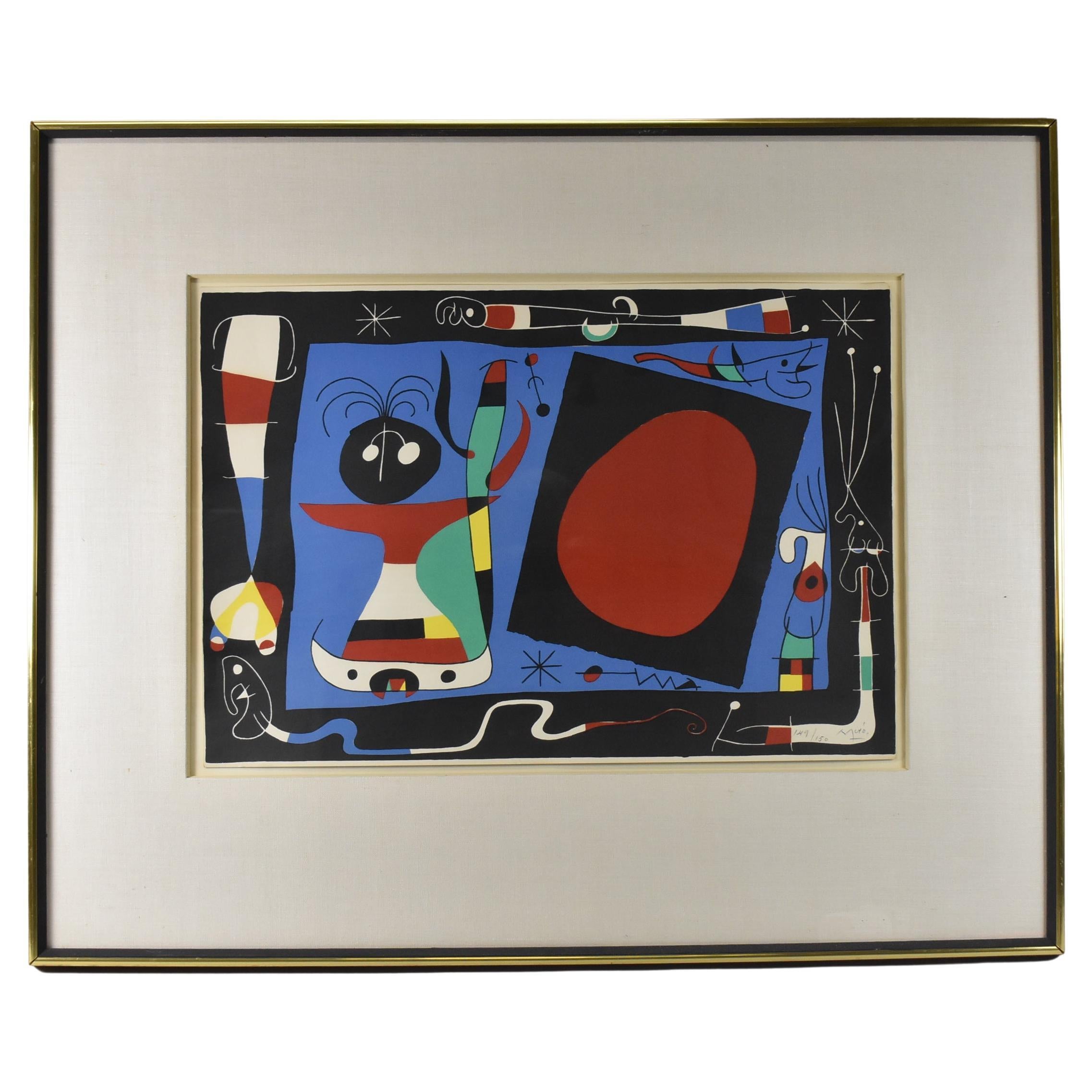 Joan Miró  Femme Au Mirror/ Woman at the Mirror Lithograph 1956 For Sale