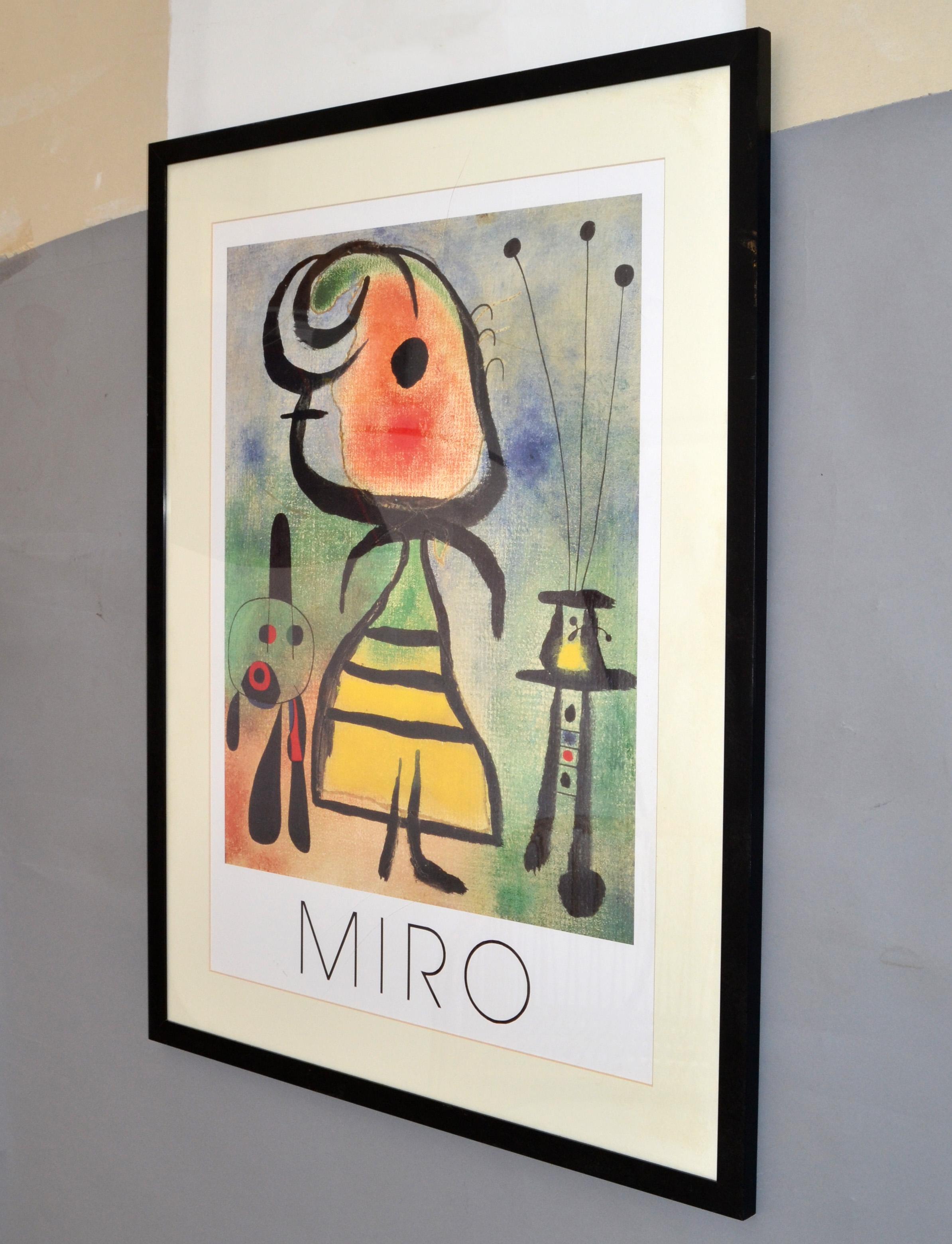 Joan Miró Femme Et Chat Lithographie Gerahmt Gedruckt Wand Kunst England 1989 Cartoon im Angebot 5