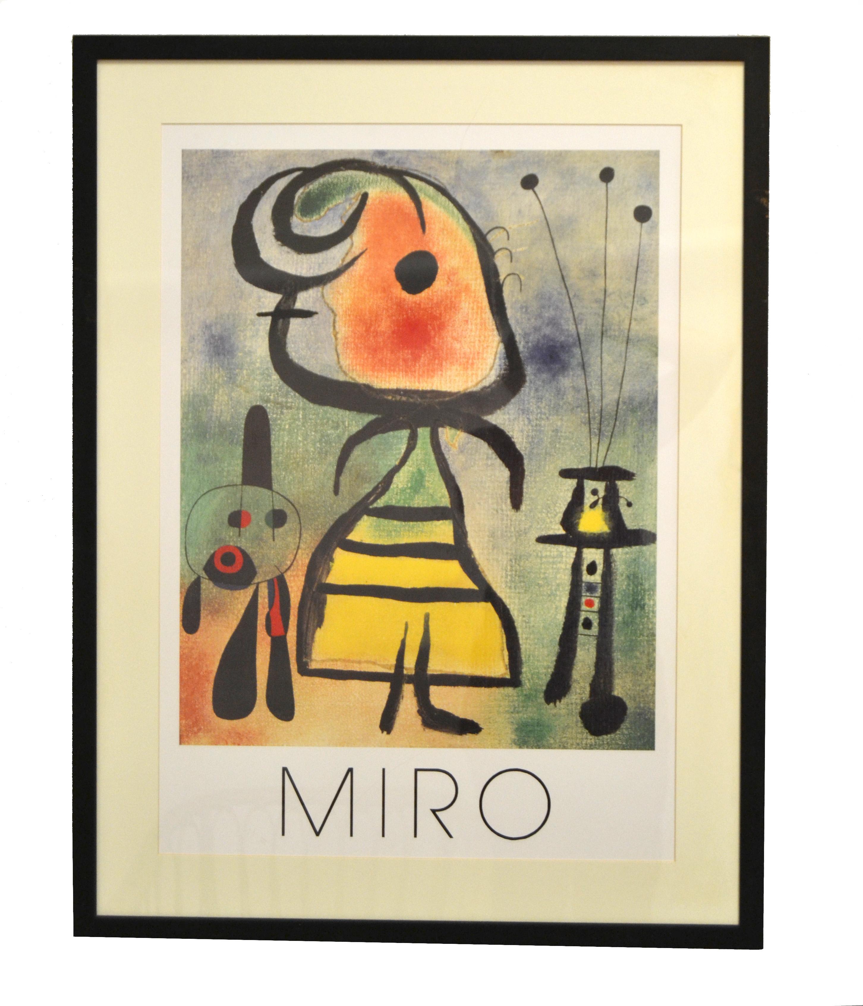 Joan Miró Femme Et Chat Lithograph Framed Printed Wall Art England 1989 Cartoon For Sale 6