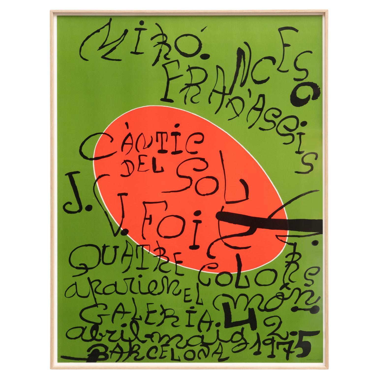Joan Miró Framed Abstract Expresionism Exhibition Poster, 1975