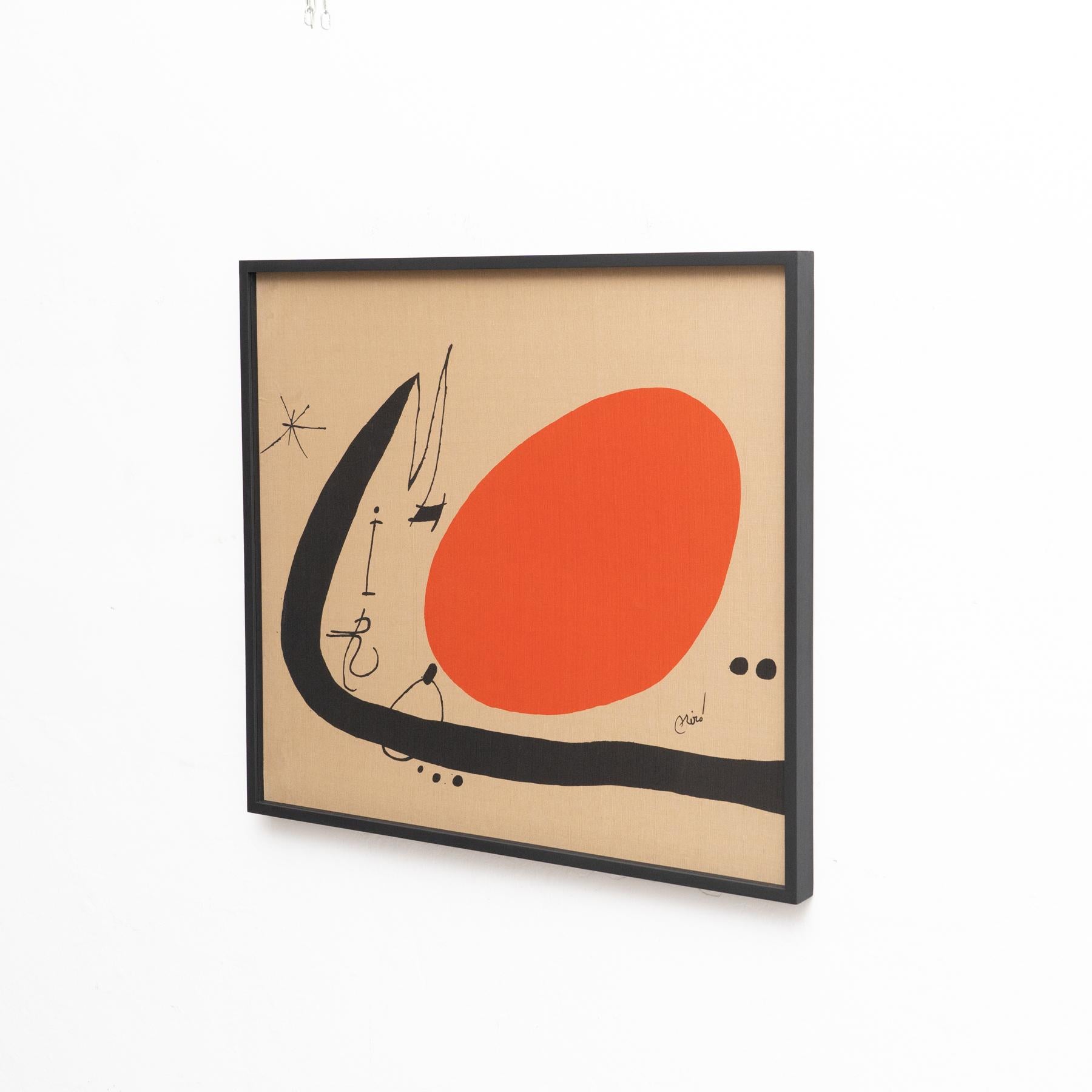 Joan Miro Gerahmte Lithographie in Textilgewebe, um 1970 im Angebot 3