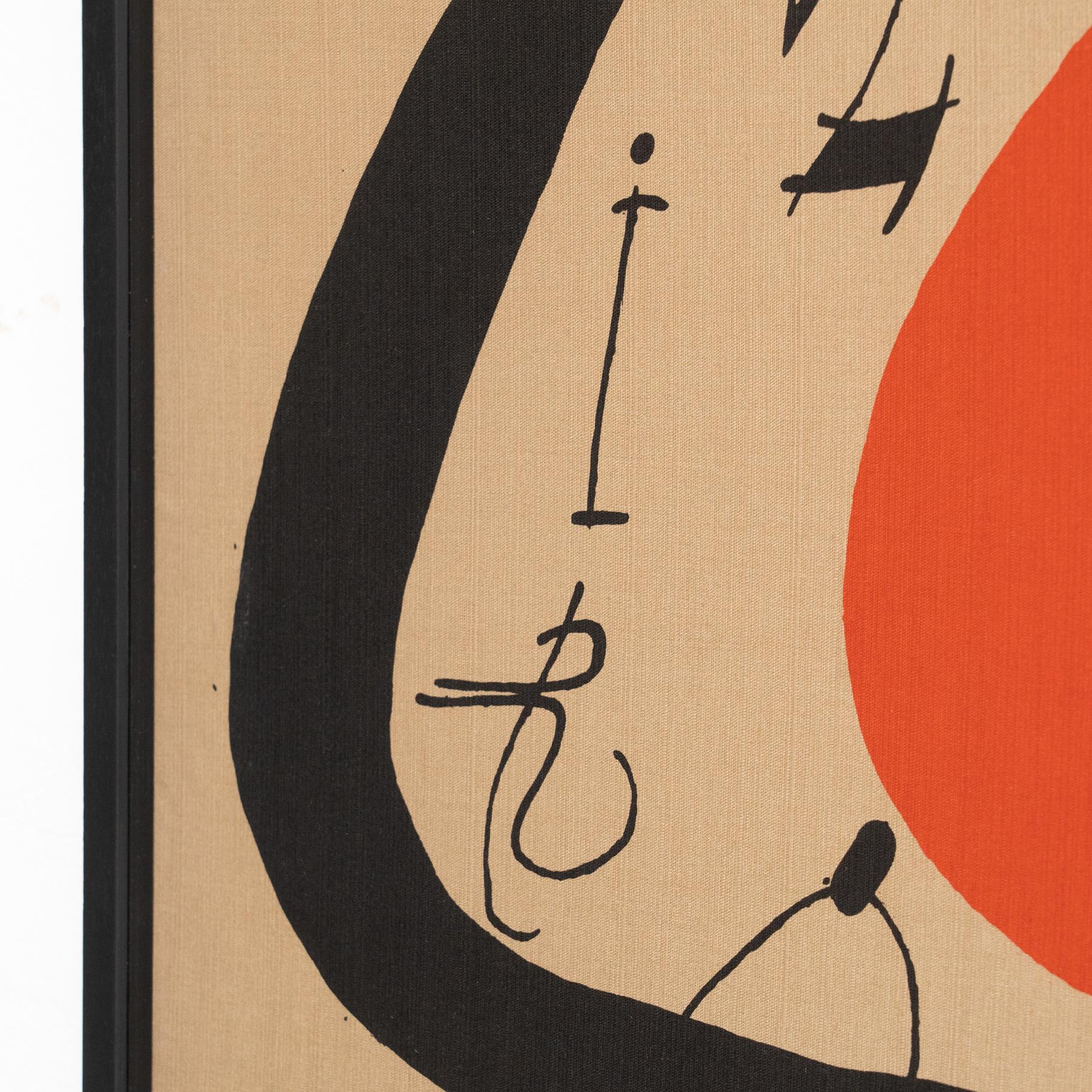 Joan Miro Gerahmte Lithographie in Textilgewebe, um 1970 im Angebot 4