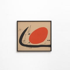 Joan Miro Framed Lithograph in Textile Fabric, circa 1970