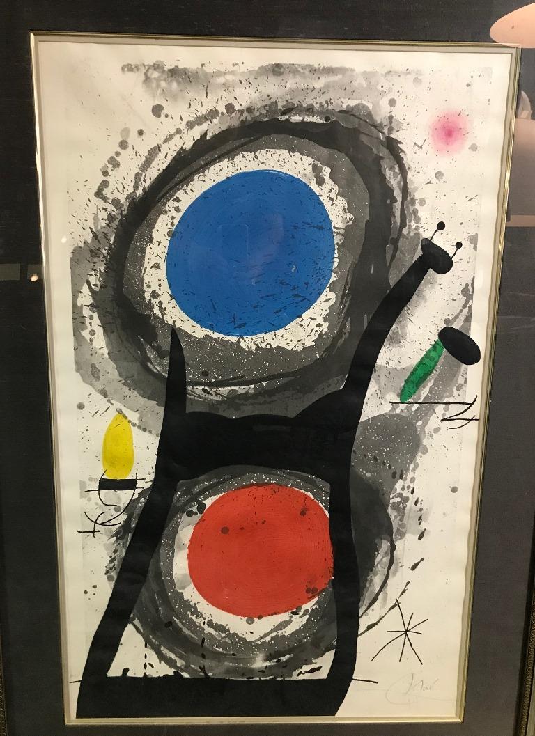 A magnificent and very sought after work by famed Spanish Surrealist artist Joan Miró titled 