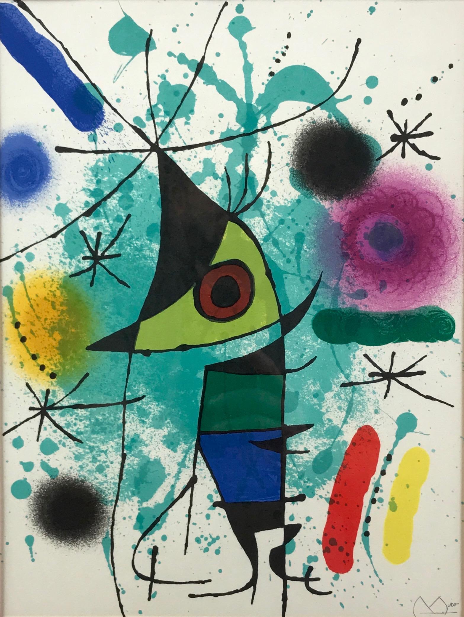 A framed 1972 “Le Chanteur, ou Le Poisson Chantant” (“The Singer, or The Singing Fish”) limited edition certified original lithograph by Joan Miró (1893–1983), signed in the stone.

An especially exuberant and vibrant example of the singular