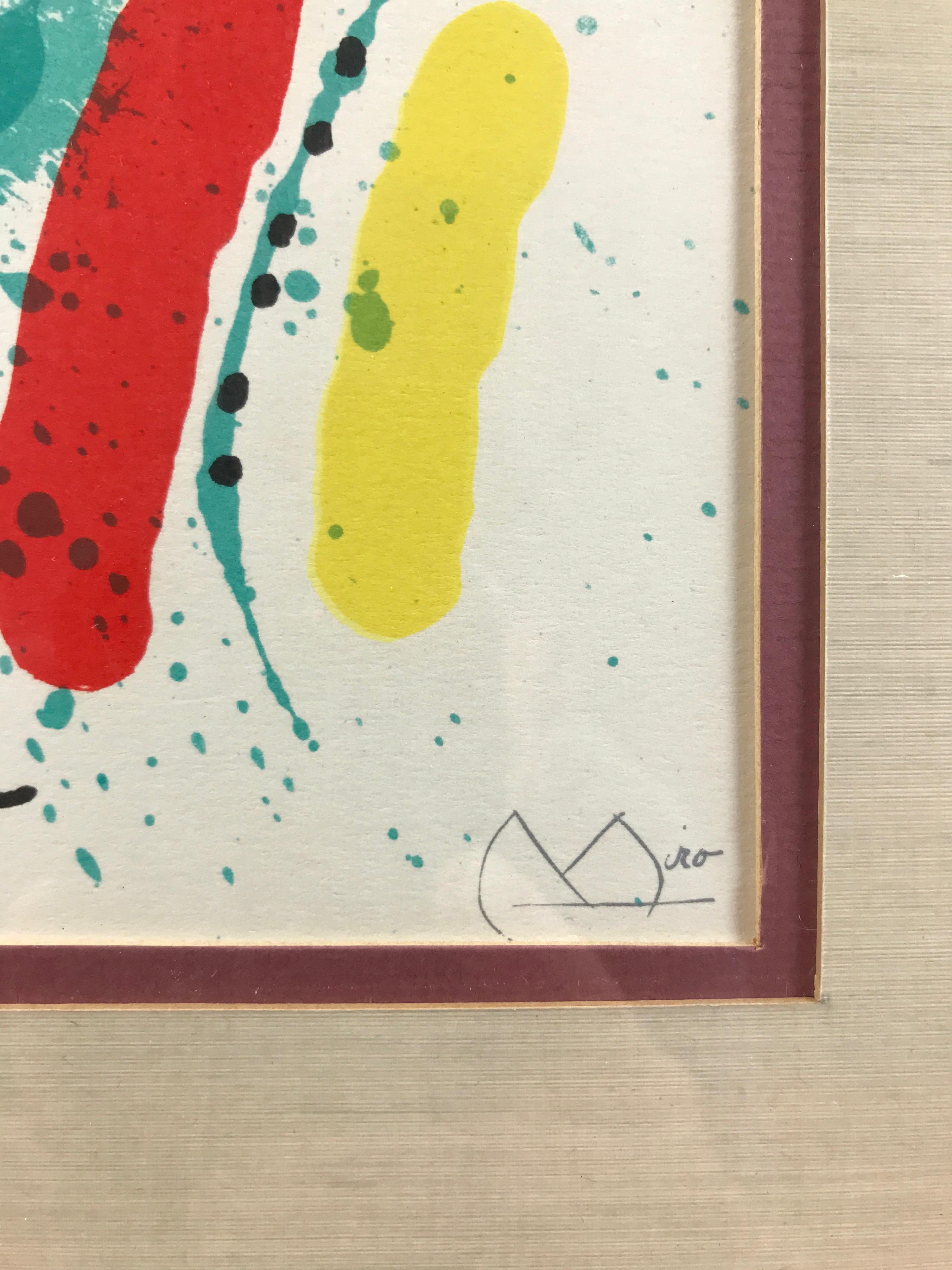 Mid-Century Modern Joan Miró “Le Chanteur, ou Le Poisson Chantant” Framed Lithograph, Signed, 1972