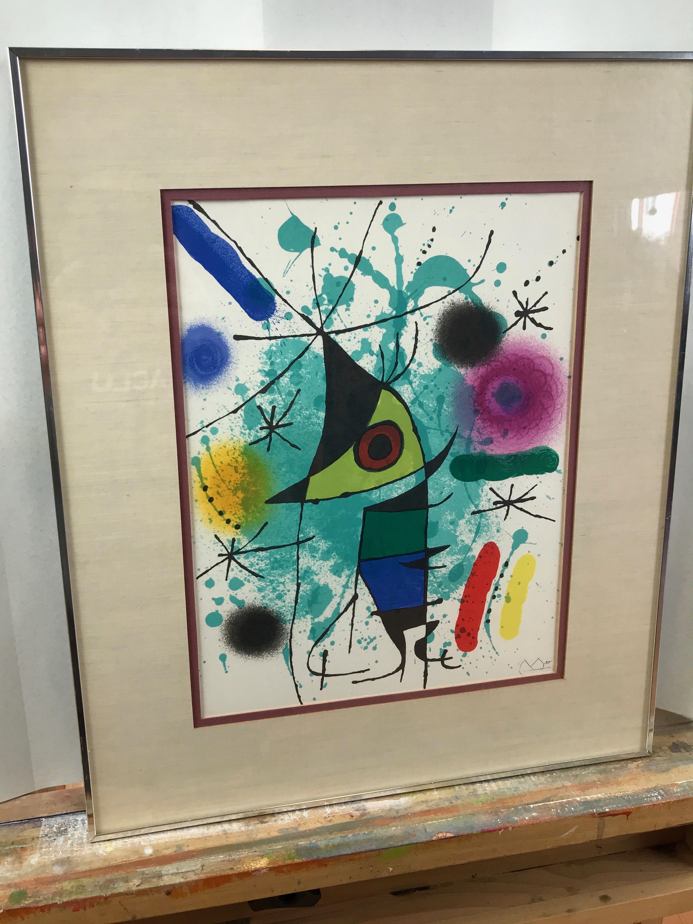 American Joan Miró “Le Chanteur, ou Le Poisson Chantant” Framed Lithograph, Signed, 1972