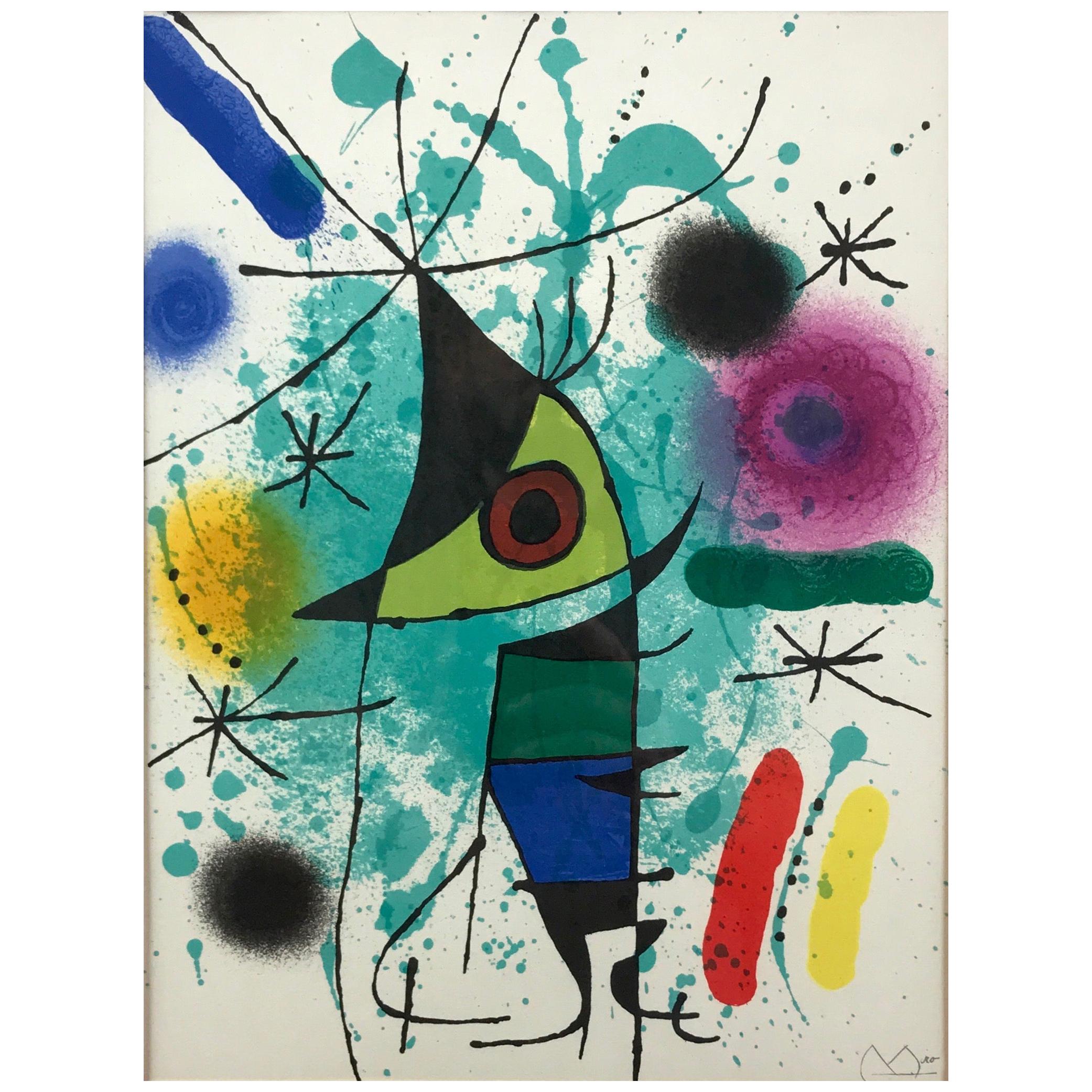 Joan Miró "Le Chanteur:: ou Le Poisson Chantant" Lithographie encadrée:: signée:: 1972