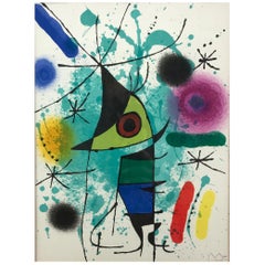 Vintage Joan Miró “Le Chanteur, ou Le Poisson Chantant” Framed Lithograph, Signed, 1972