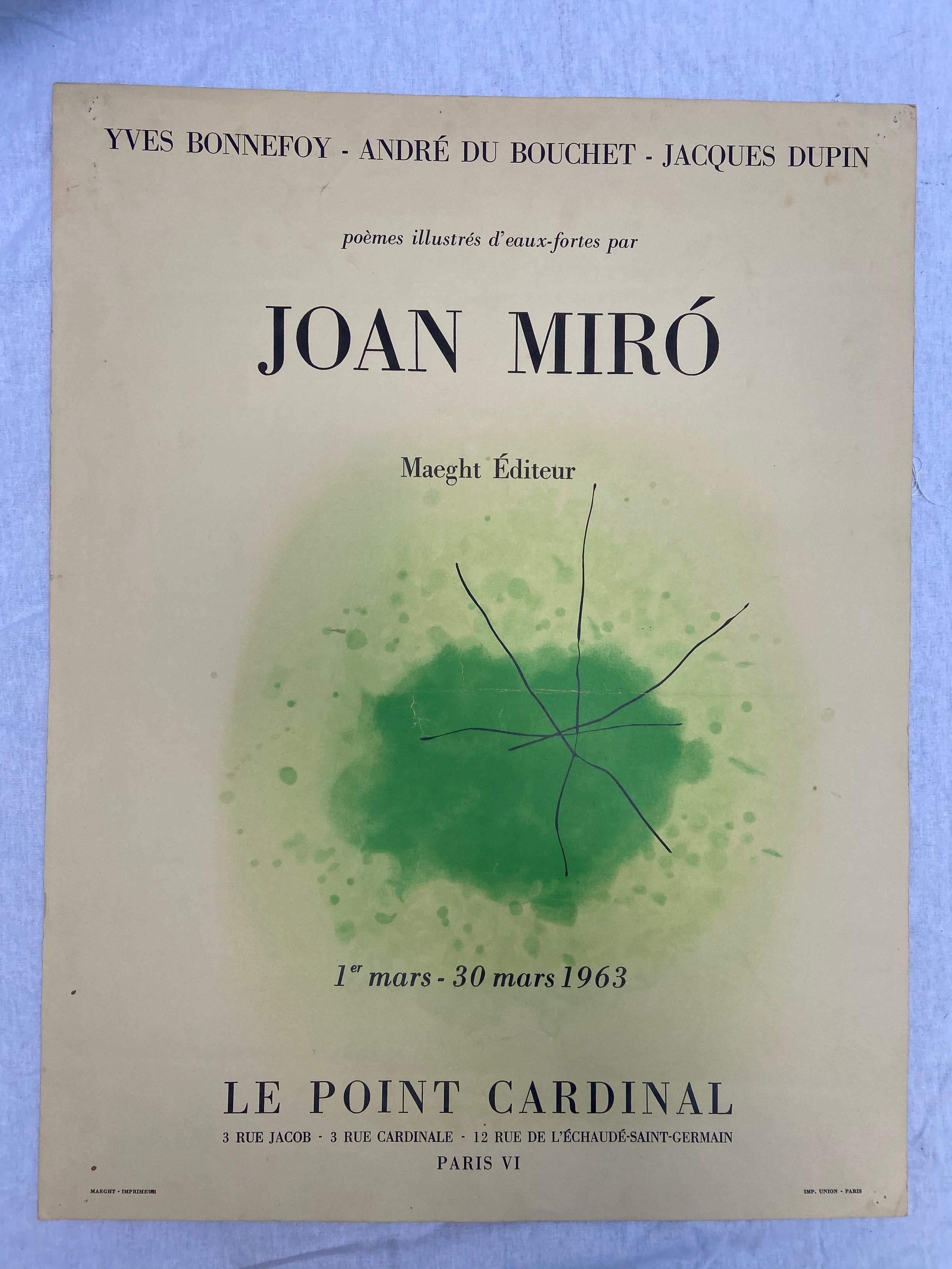Joan Miro, Le point Cardinal, 1963, Exhibition Poster In Good Condition For Sale In Saint ouen, FR