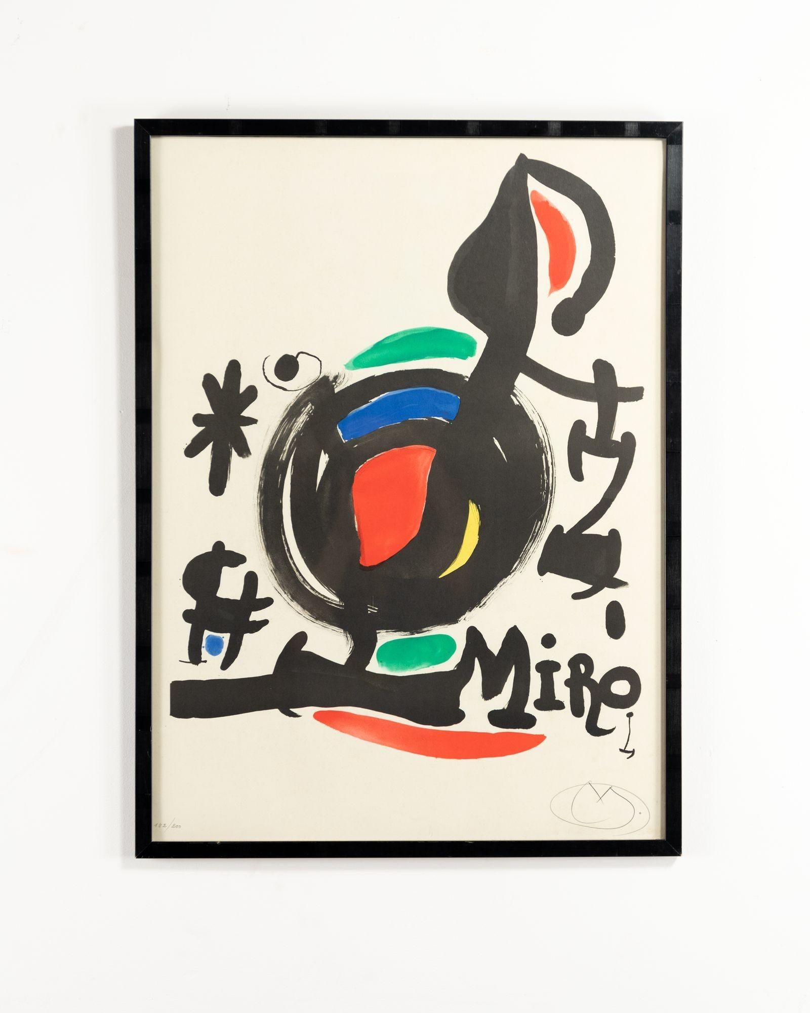 Limited edition lithograph no.182 of 200 titled ITALIA 1969 by Joan Miro pencil signed on the paper with his anagram. Printed in Barcelona Spain in 1970 and sold through Gallery AL MILIONE. This is a beautiful collector-grade surrealist artwork and