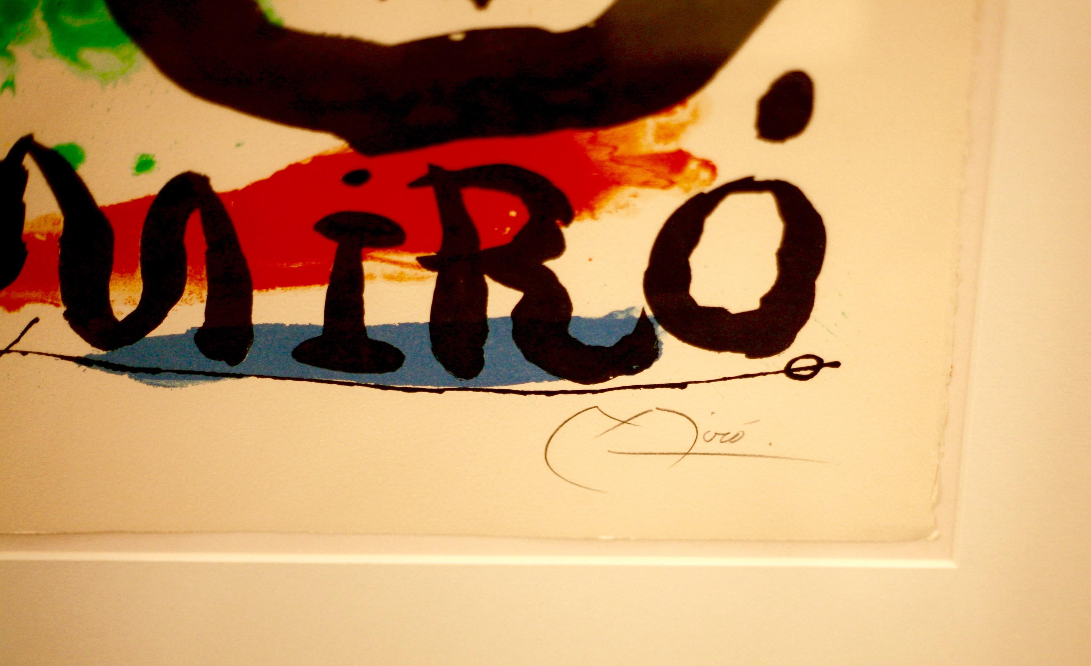 Original lithograph for Miró´s exhibition 'Oeuvres Graphiques' at Gallery Maeght in Paris 1965. Hand signed with lead pencil. HC-edition. Printed on Arches woven paper. Sice of print: 80 x 53.5 cm.