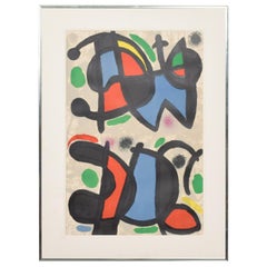 Joan Miró Lithograph on Paper, Aluminum Frame, Spain