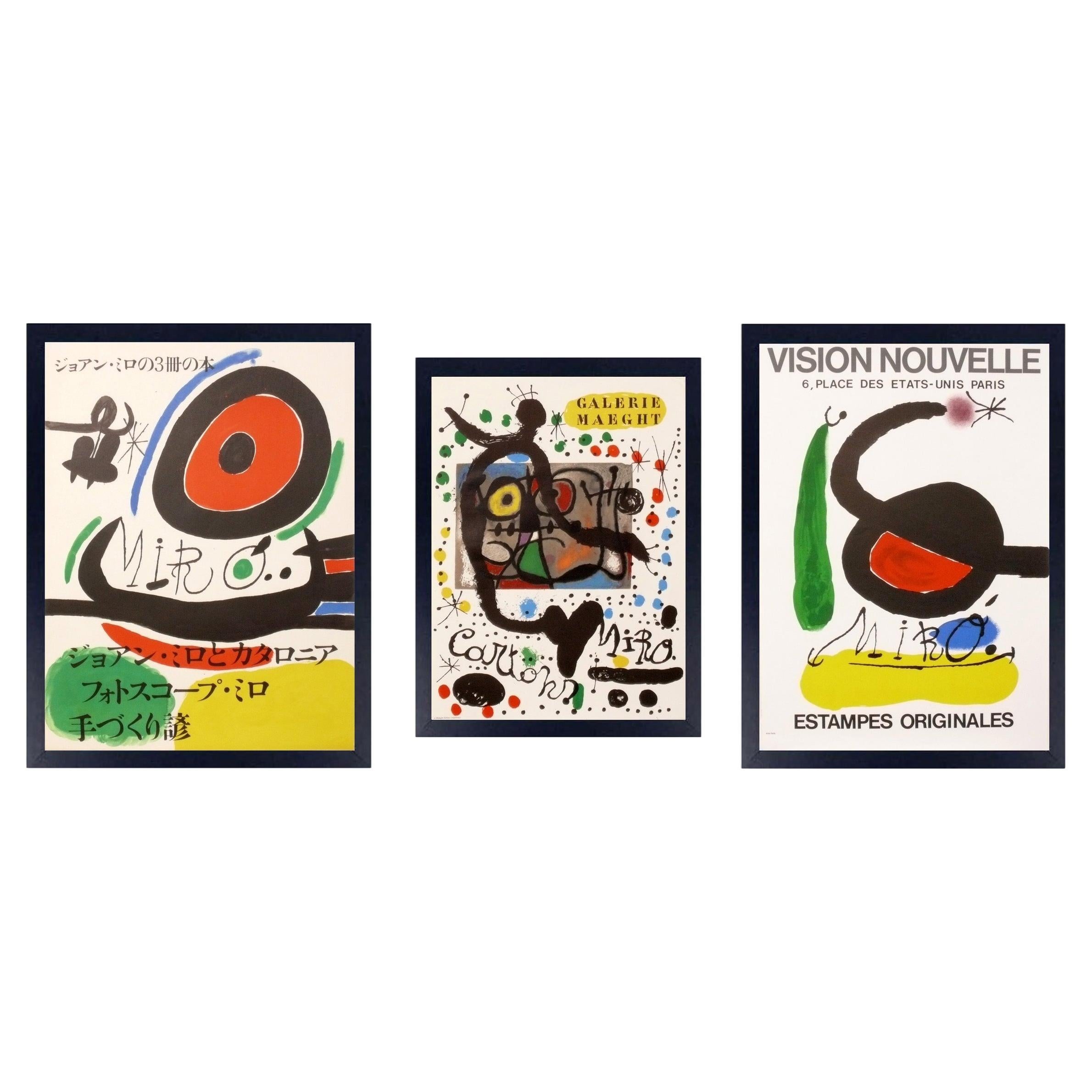 Joan Miro Lithographien 33 "h x 26 "w Mid Century Modern Abstrakte Kunst
