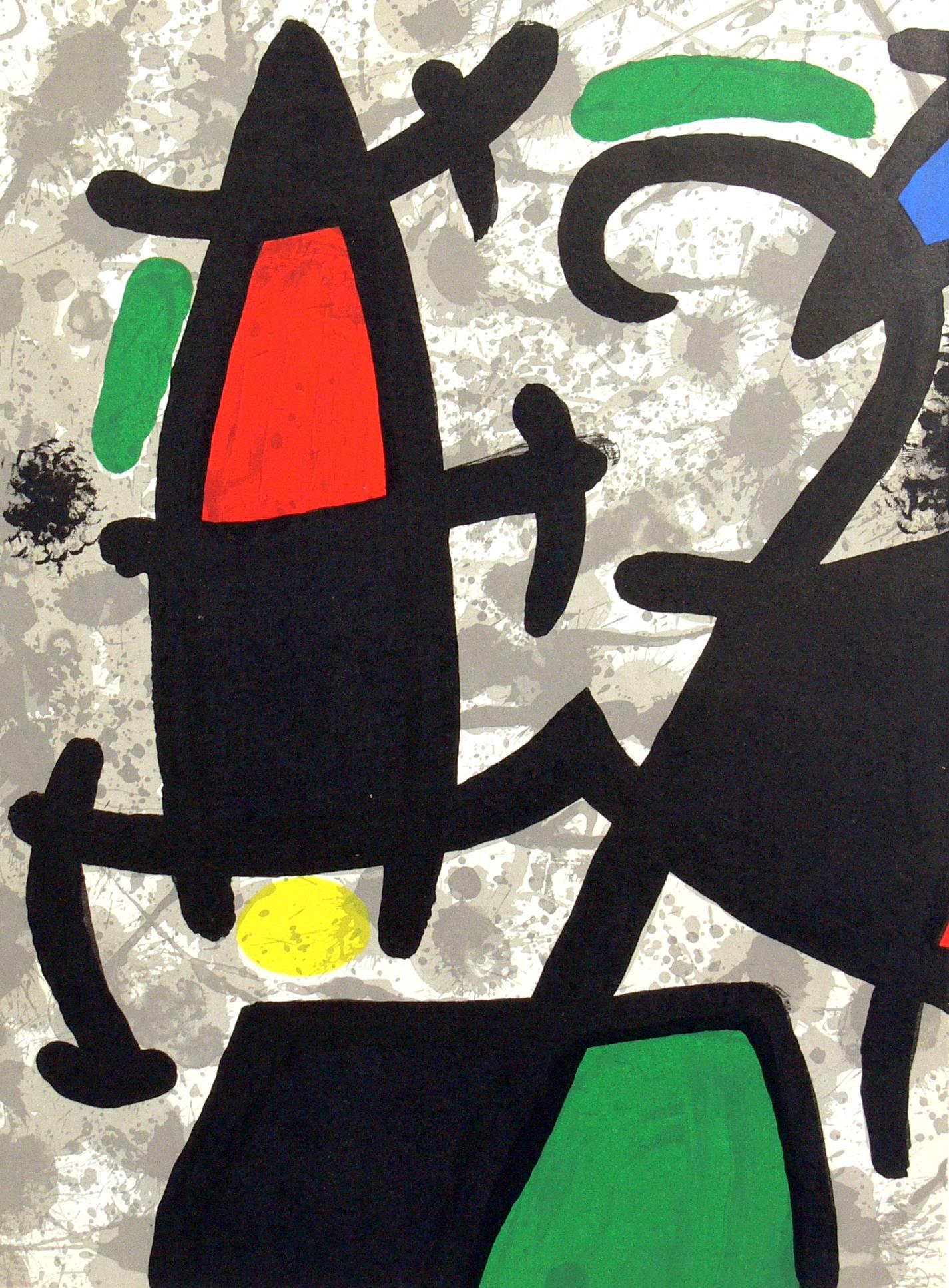Selection of Joan Miro color lithographs, France, circa 1960s. The lithograph on the left in the first photo has been sold. The other two are available. We purchased a group of these color lithographs from the estate of a couple that lived in France