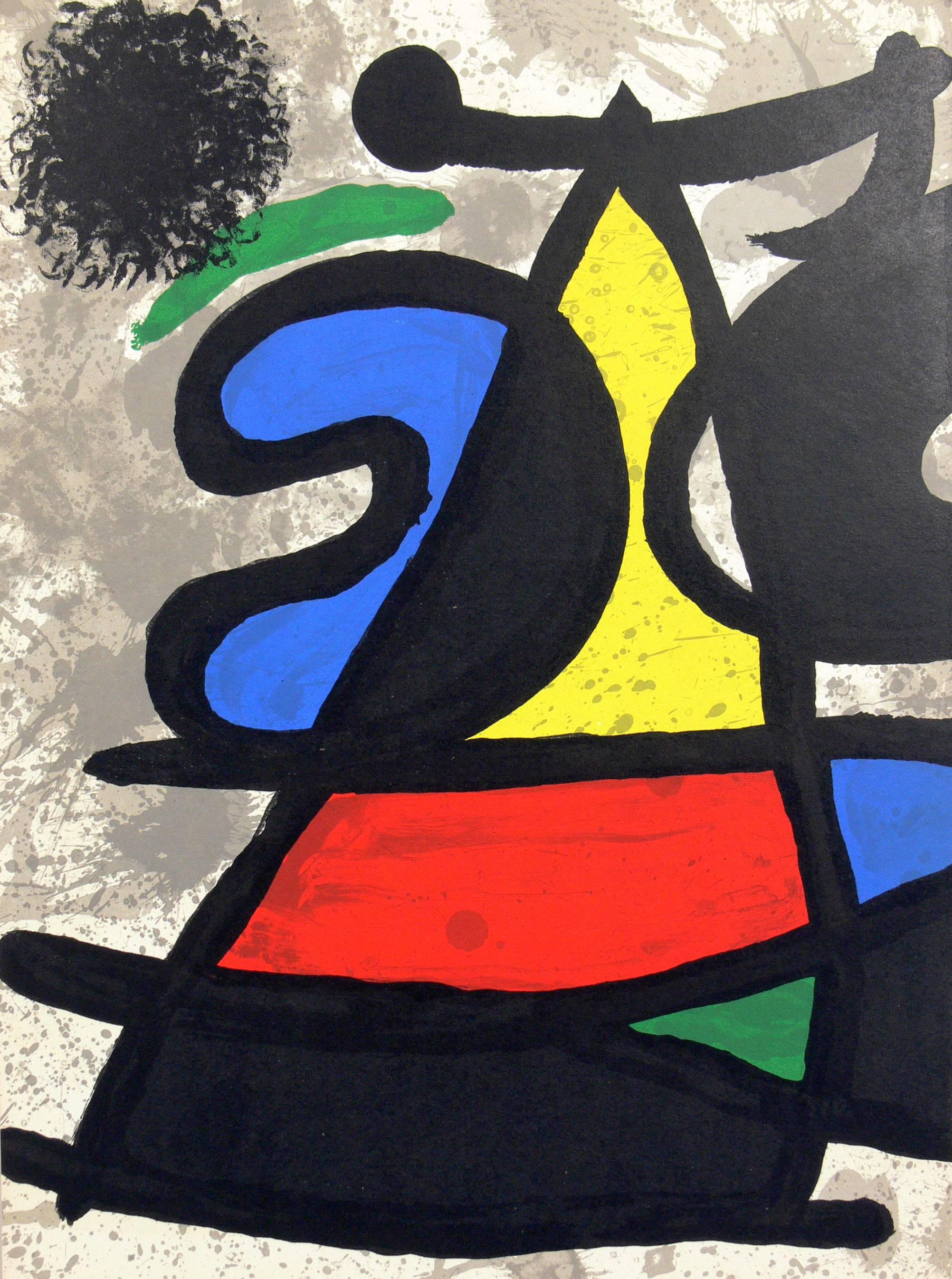 Sélection de lithographies en couleur de Joan Miro, France, vers les années 1960. Seule la lithographie du centre est disponible. Les lithographies de droite et de gauche ont été vendues. Nous avons acheté un groupe de ces lithographies en couleur