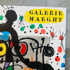 JOAN MIRO Poster litografico originale a colori Vintage Galerie Maeght "CARTONI" 1965
