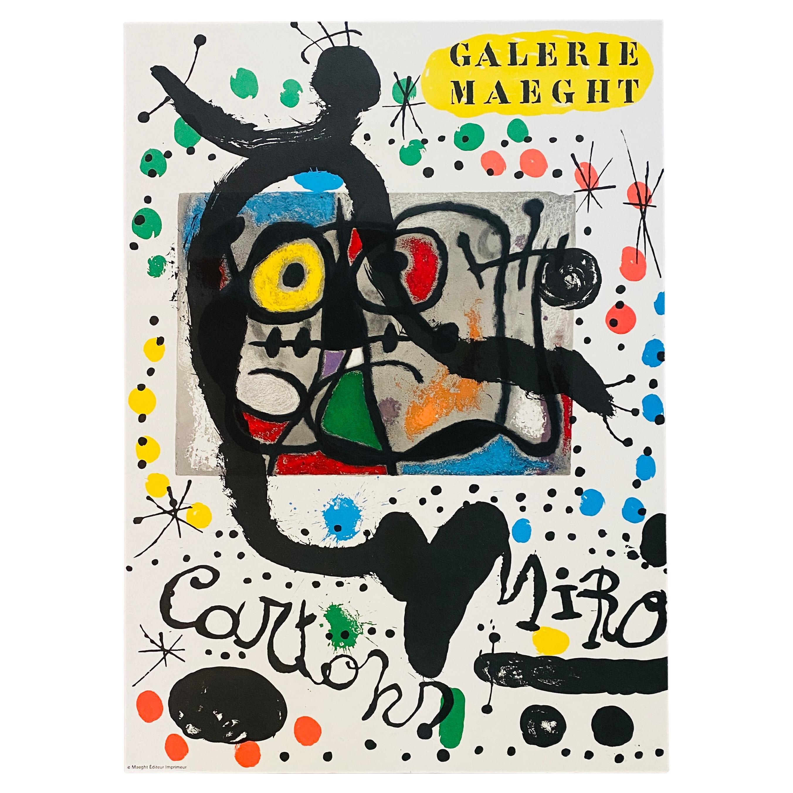 JOAN MIRO Original Vintage Farbe Lithographie Poster GALERIE MAEGHT "CARTONS" 1965