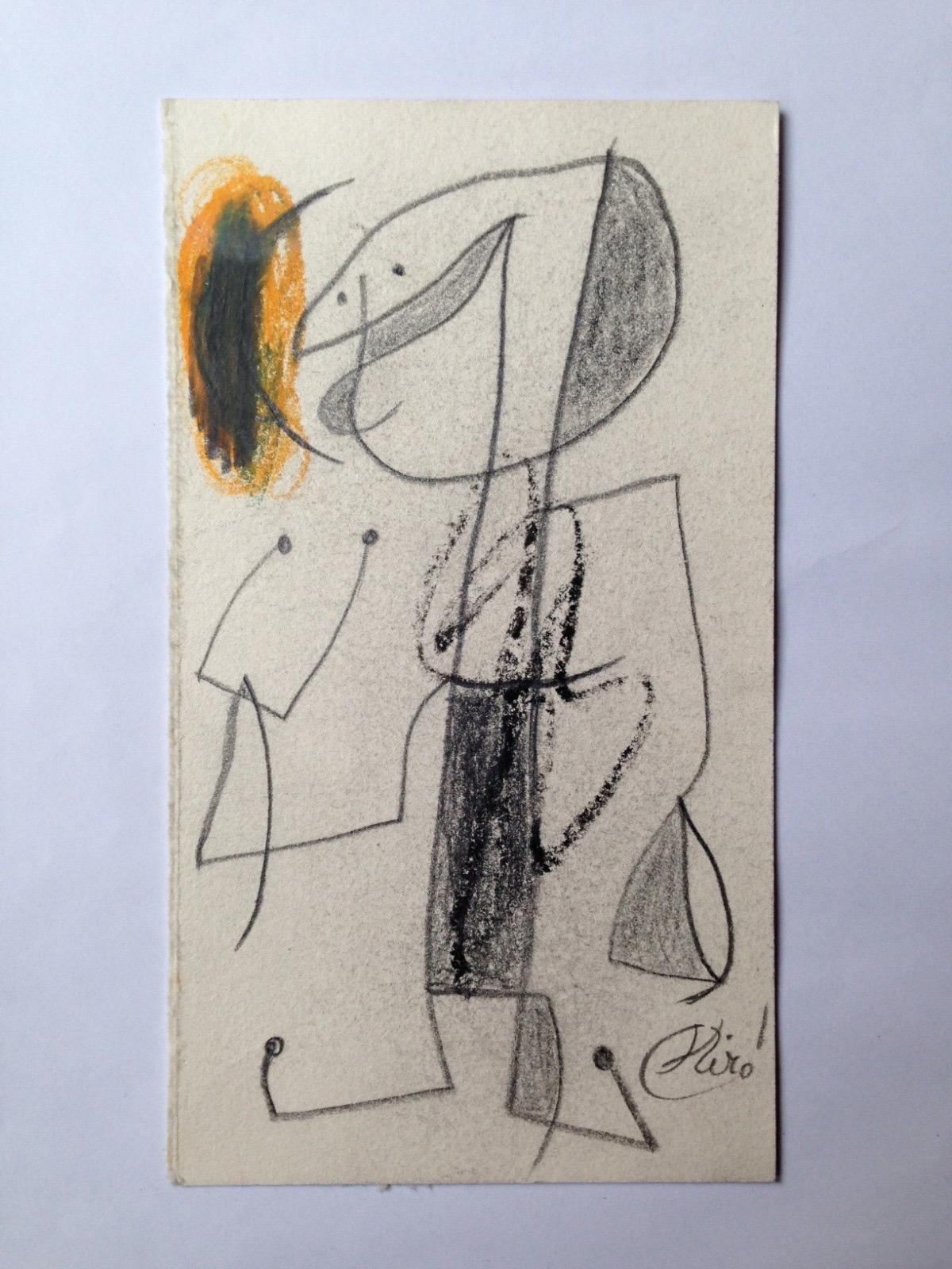 Femme, oiseauwoman, bird - Black Abstract Painting by Joan Miró