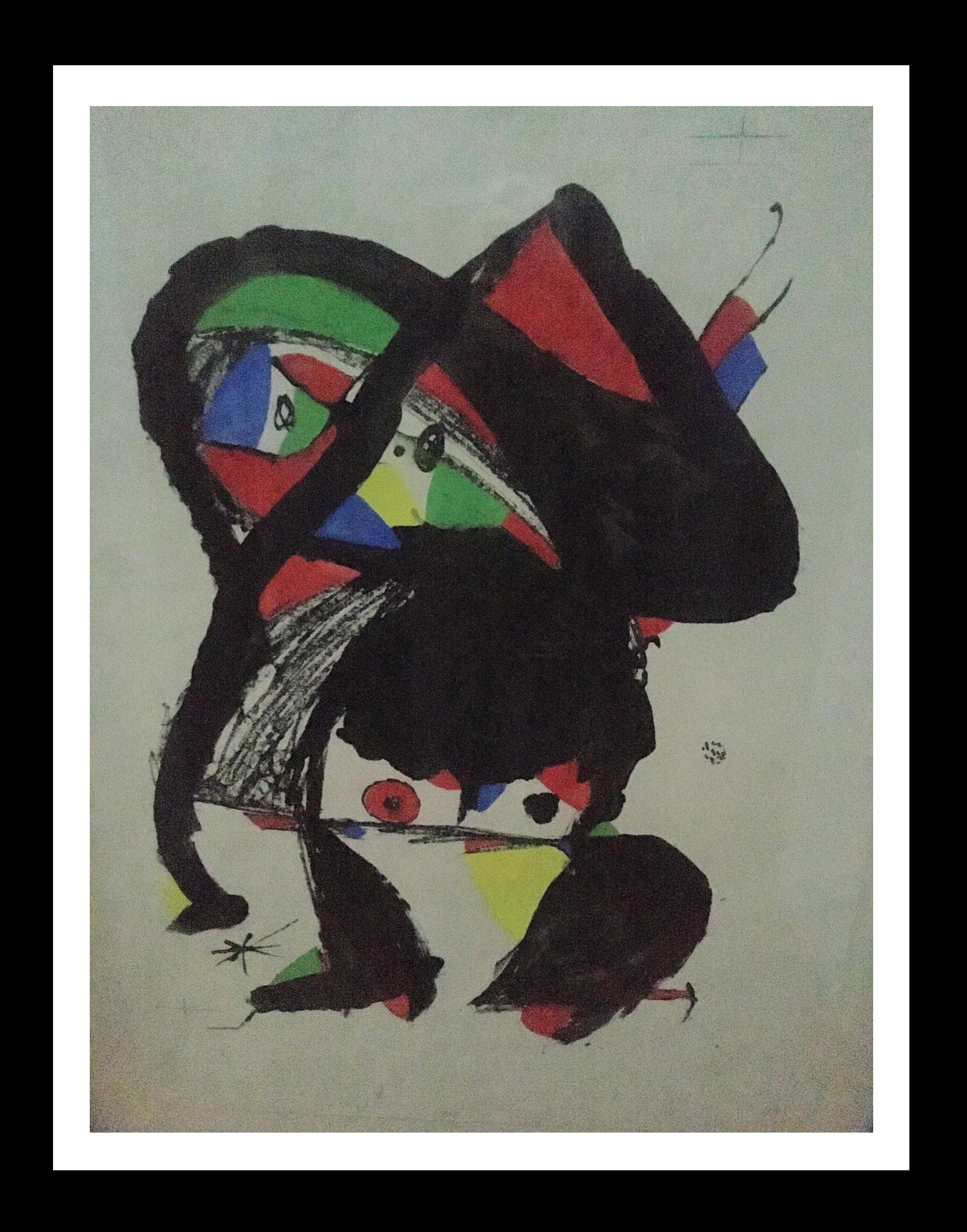 Joan Miro. Original single piece mixed technique painting - Painting by Joan Miró