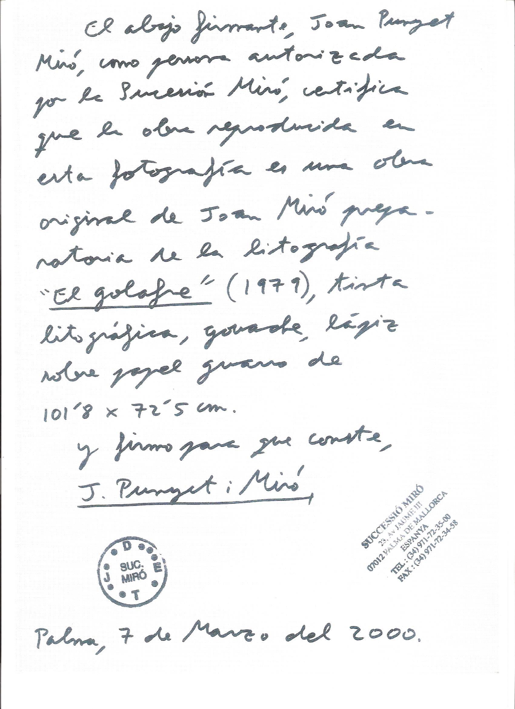 Joan Miro. Originales Einzelstück, Gemälde in Mischtechnik, Gemälde (Abstrakt), Painting, von Joan Miró