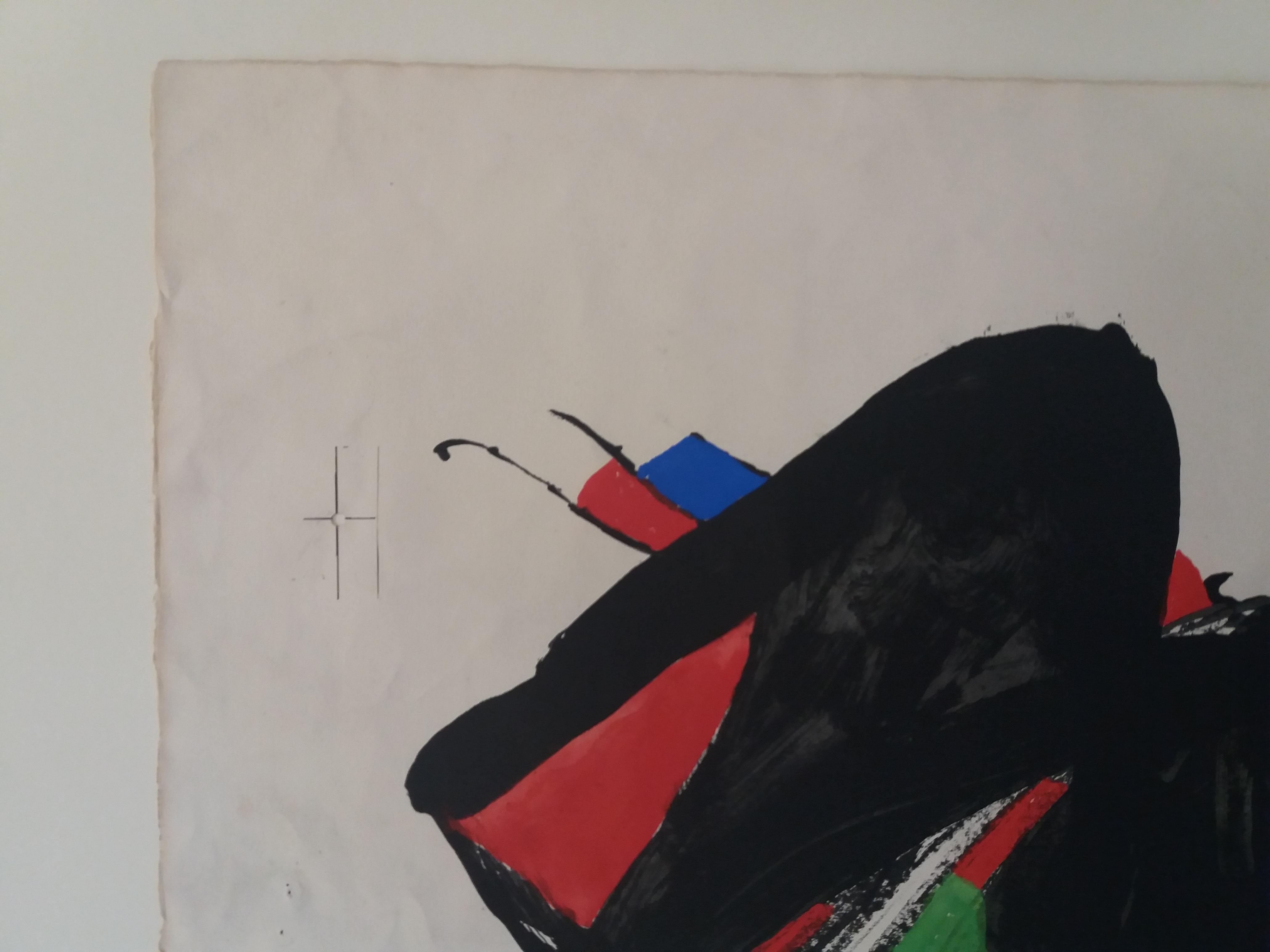 Joan Miro. Original single piece mixed technique painting For Sale 1