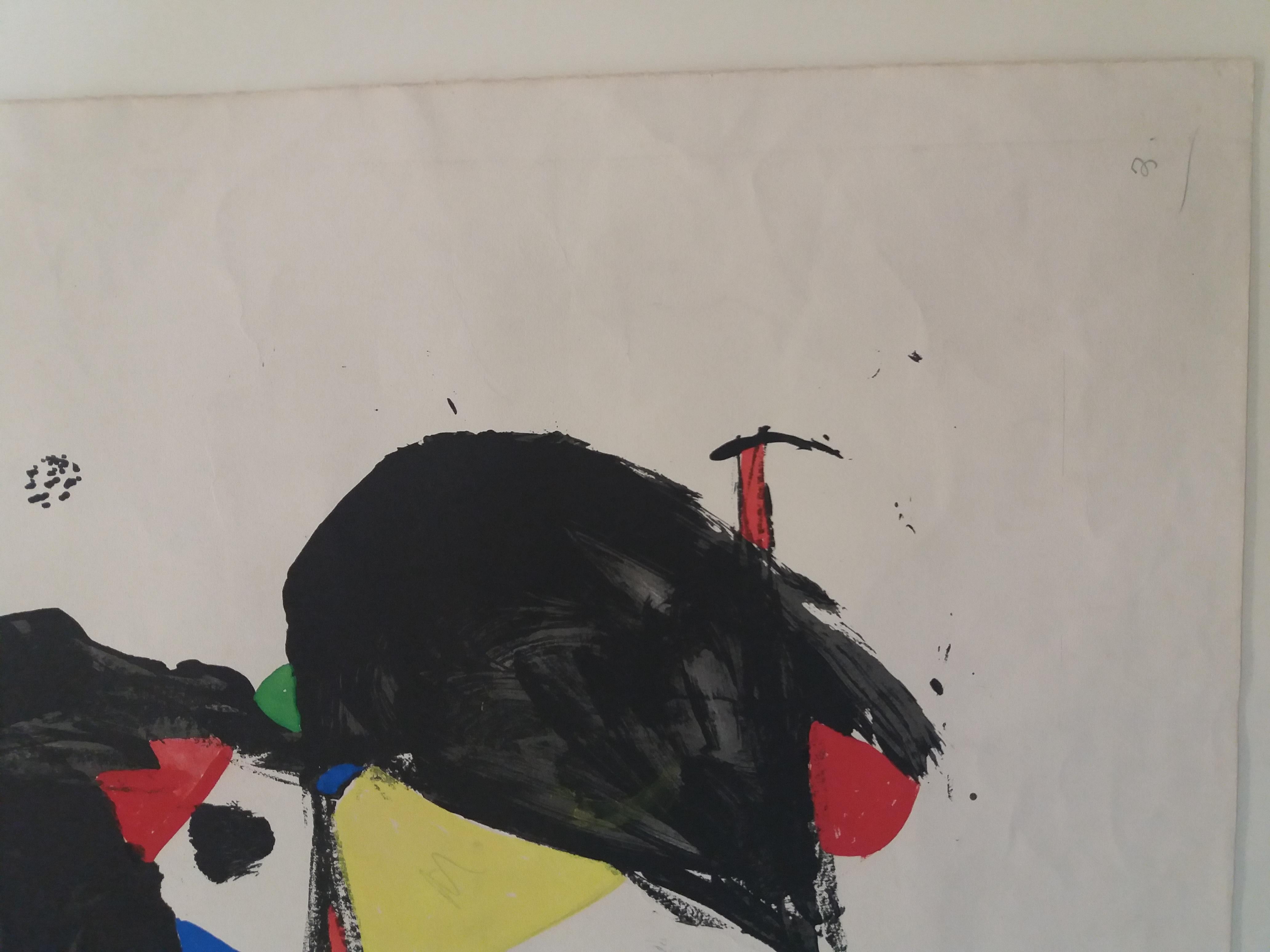 Joan Miro. Original single piece mixed technique painting For Sale 2