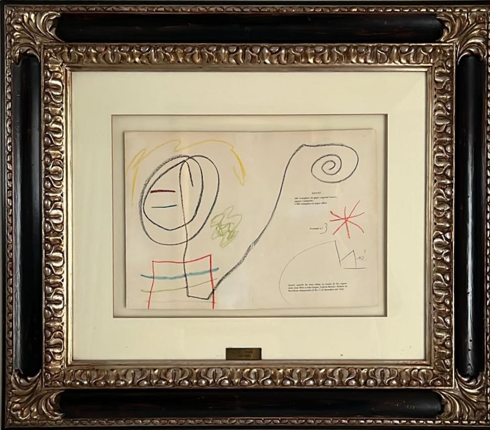 Miro  originale  pittura. - Abstract Painting Beige di Joan Miró