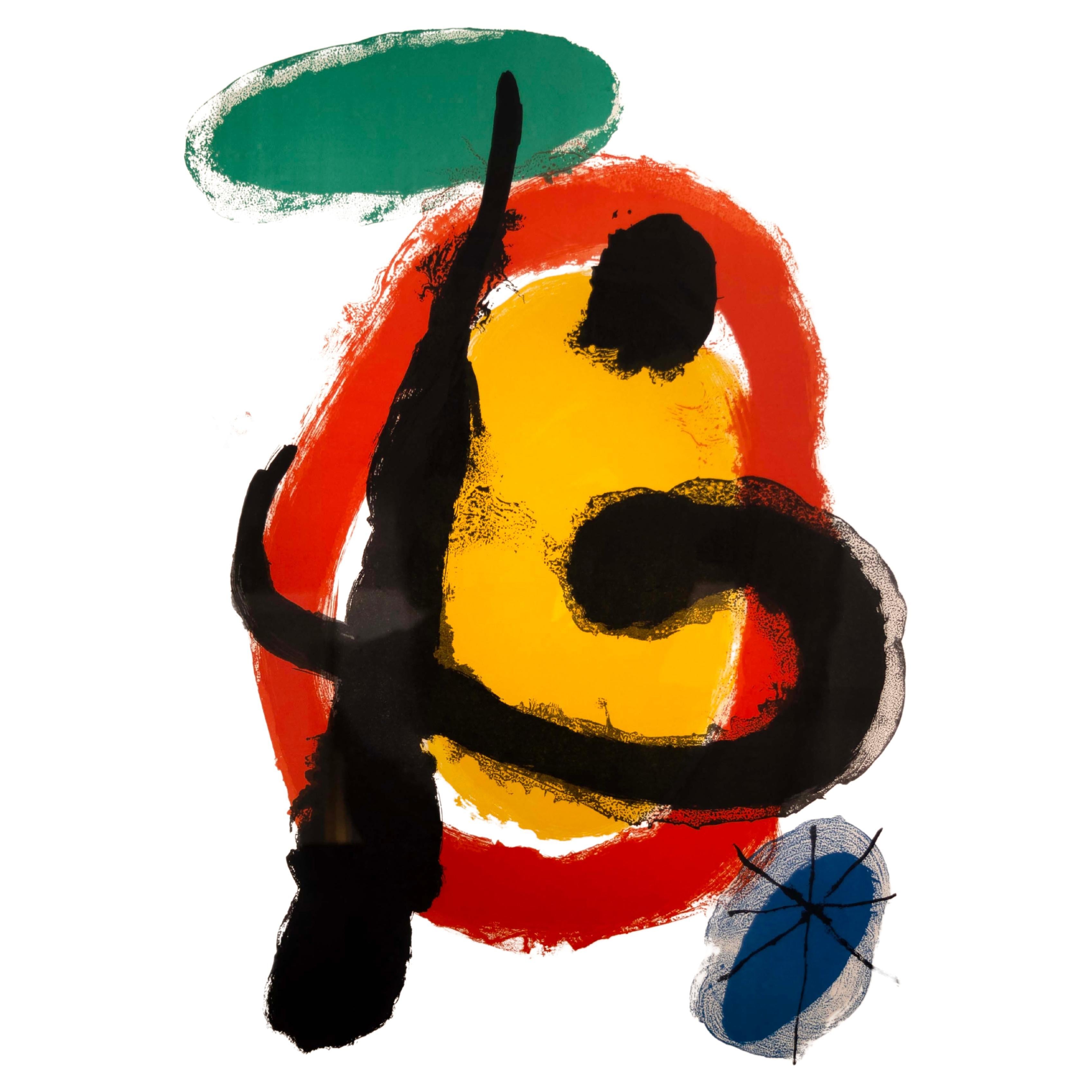 A classic modern lithograph in colors on paper titled “Peintures Murales (Mural Painting) by Joan Miro. Hand signed on the bottom right with an annotation H/C on the bottom left. This work is an hors de commerce apart from the numbered edition of