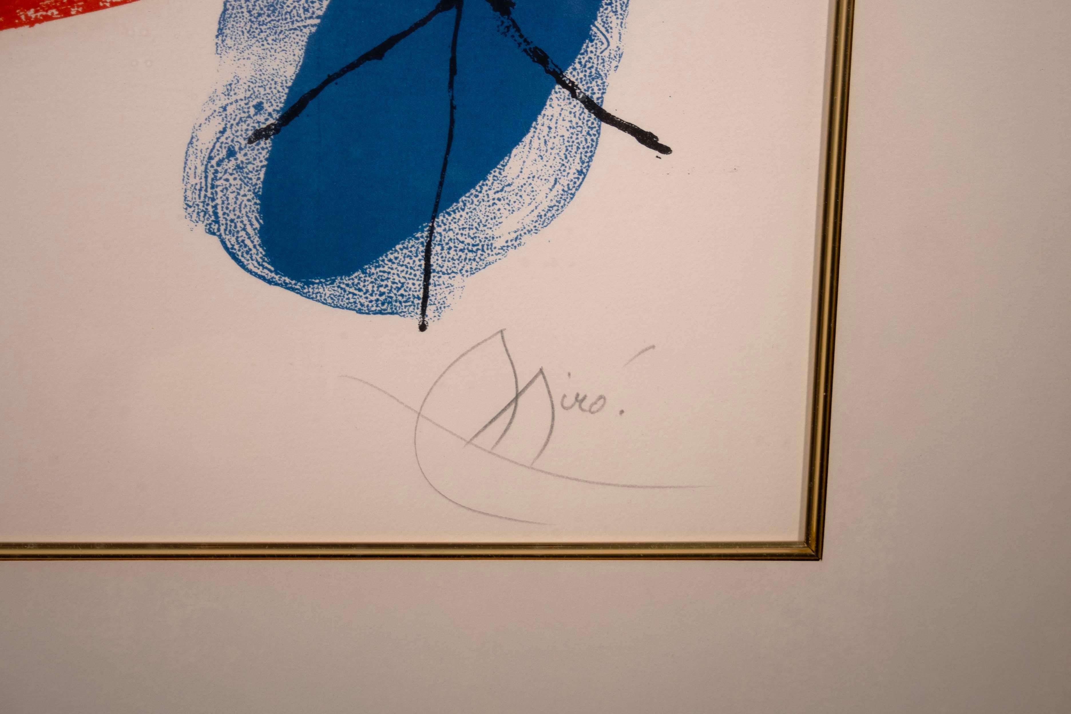 Spanish Joan Miro Peintures Murales Signed Modern Lithograph in Colors H/C Framed 1961