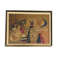 Joan Miró "Personages and Blue Moon" Framed Collotype Print, 1953