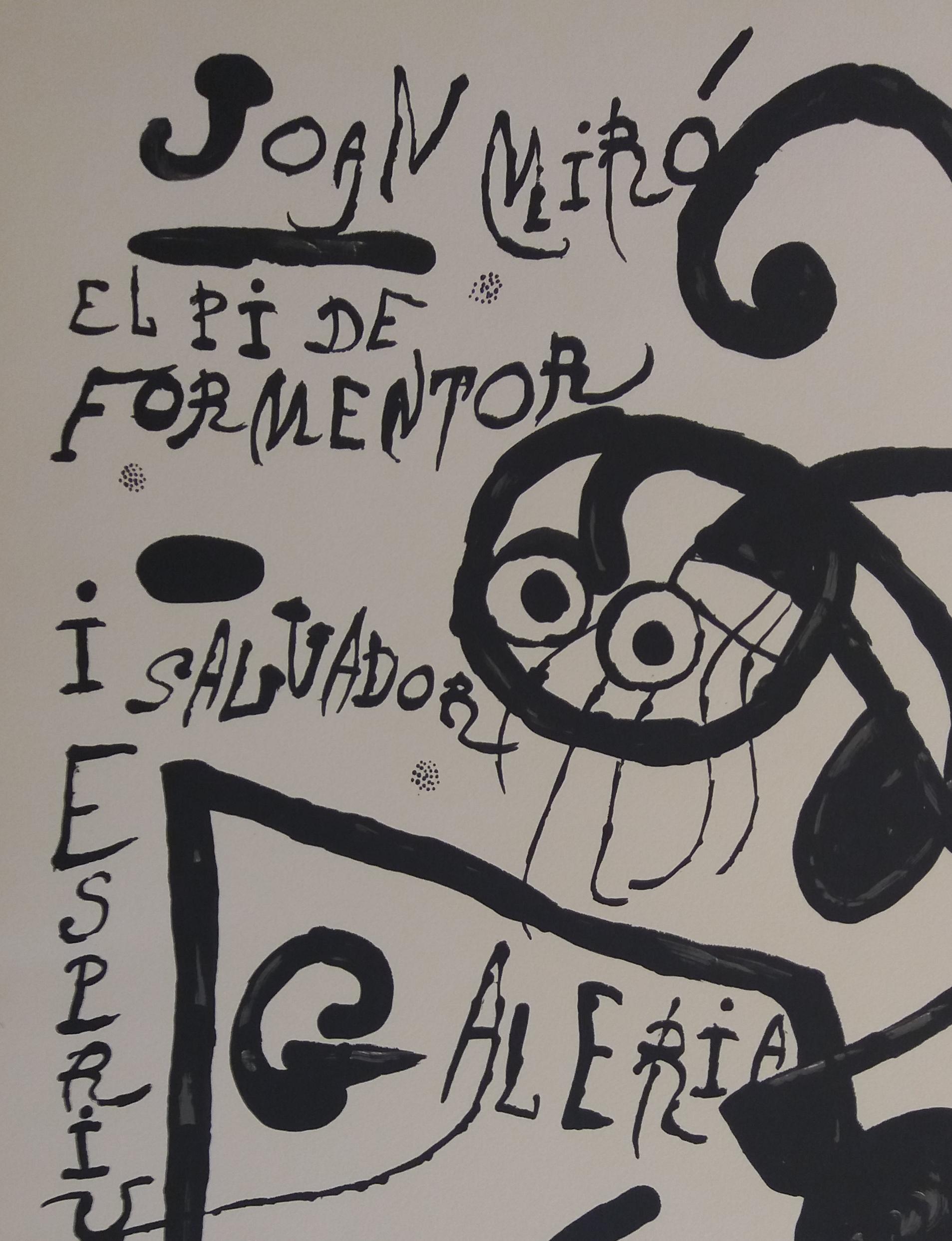Miro. Noir. vertical. « El pi de Formentor », 1976, lithographie originale - Abstrait Print par Joan Miró
