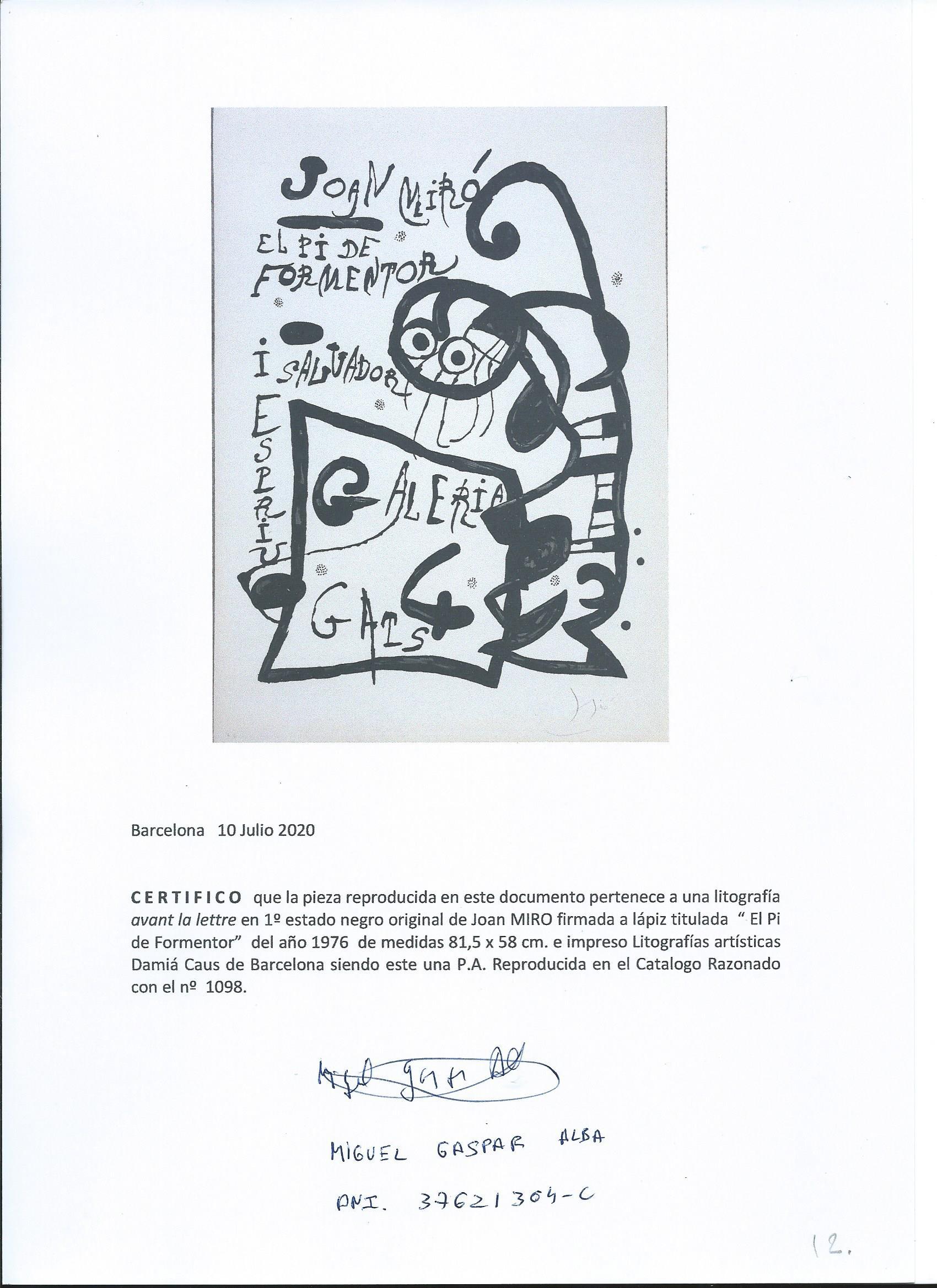 Miro. Noir. vertical. « El pi de Formentor », 1976, lithographie originale en vente 2