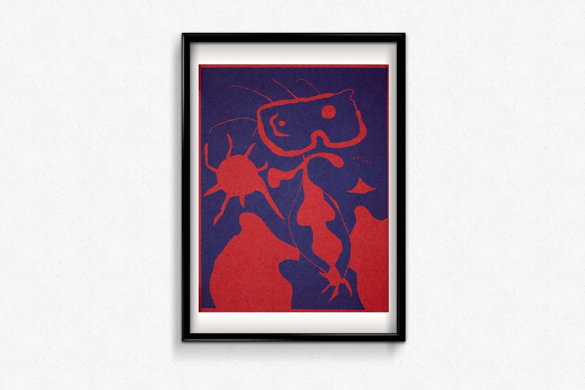 1959 engraving by Joan Miró Composition bleu et rouge art publication XXe Siècle For Sale 1