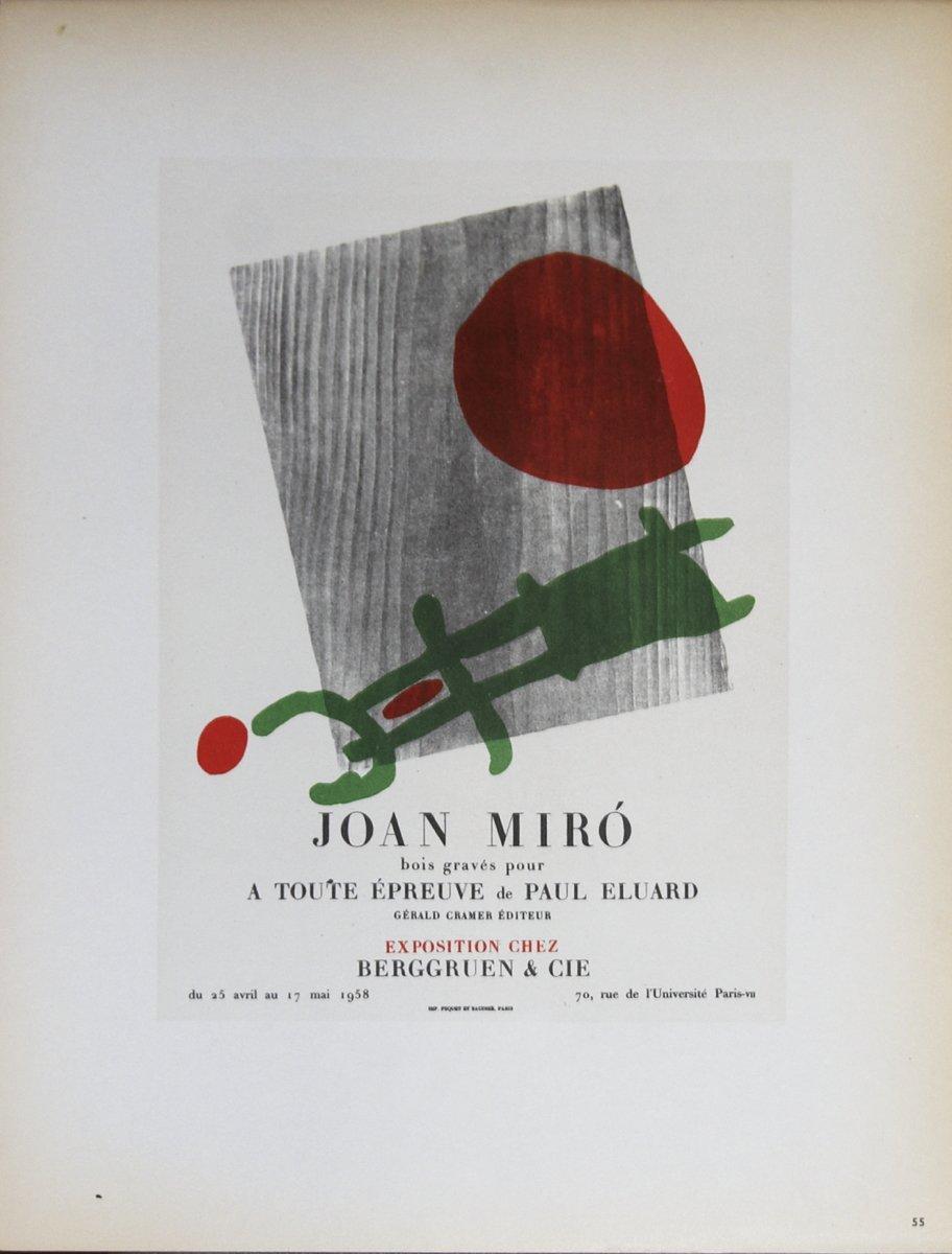 1959 Joan Miro 'Berggruen & Cie' Surrealism Gray, White France Lithograph - Print by Joan Miró