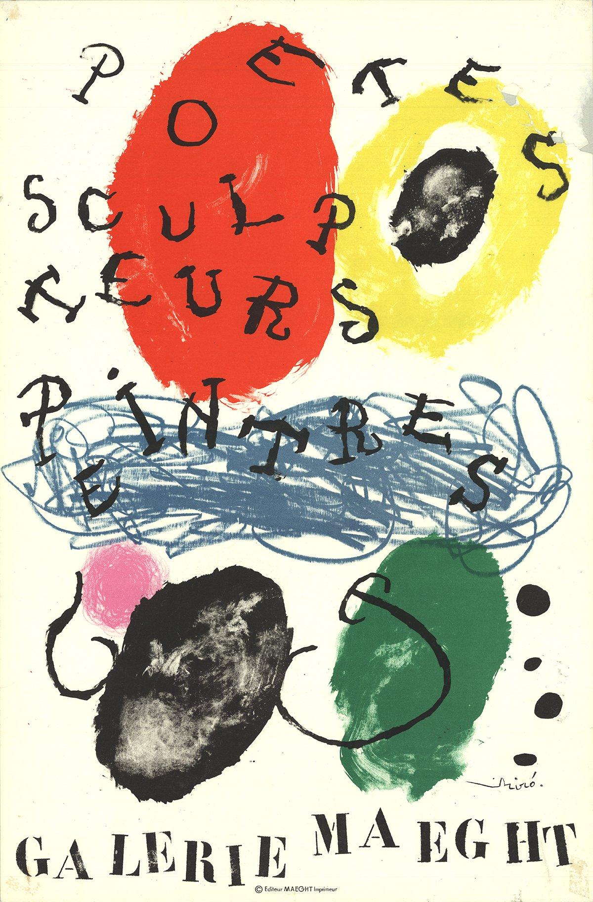 1961 After Joan Miro 'Galerie Maeght (from Album 19)' Surrealism Multicolor  - Print by Joan Miró
