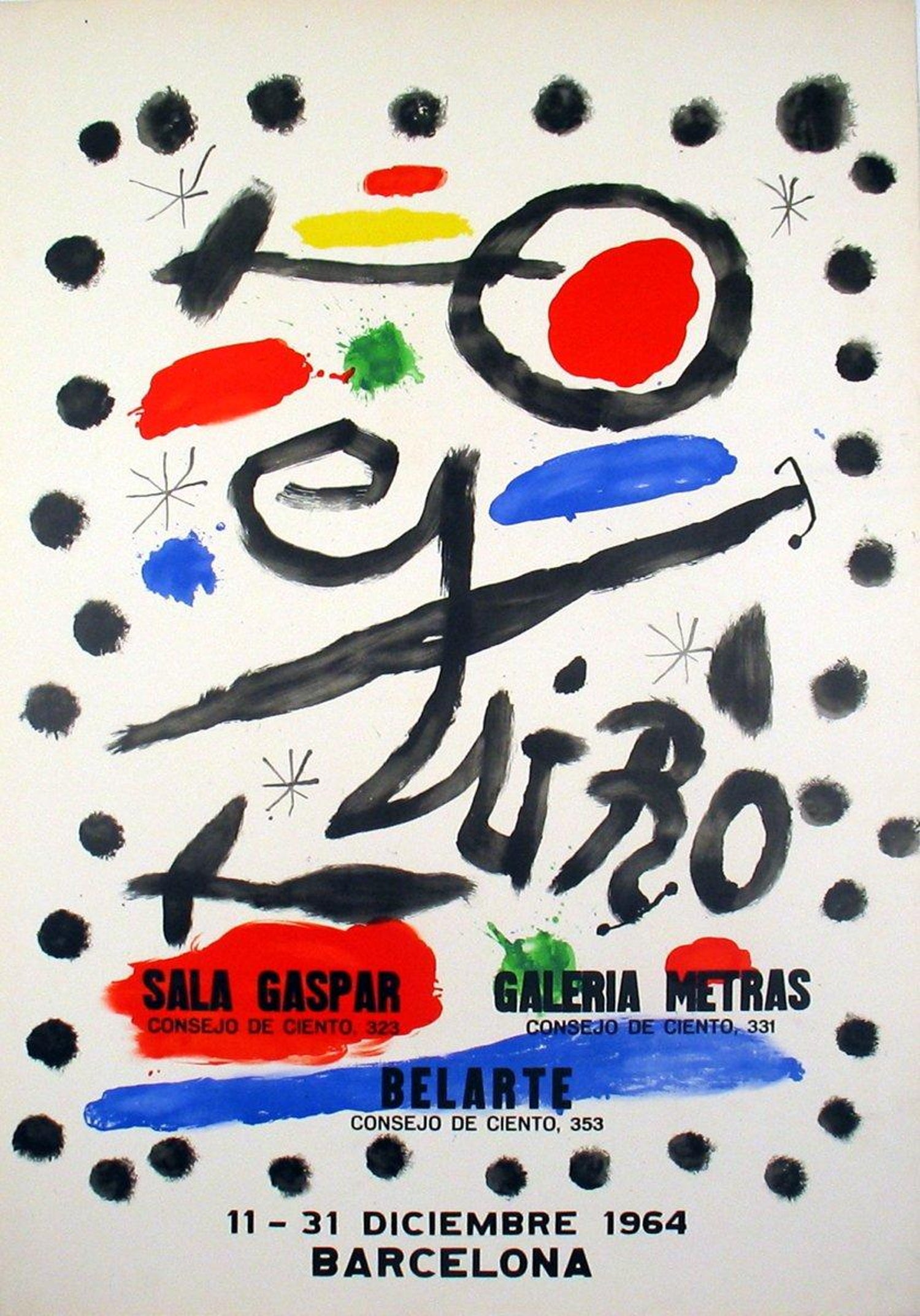 1964 After Joan Miro 'Sala Gaspar-Galeria Metras-Belarte, 1964' Surrealism  at 1stDibs