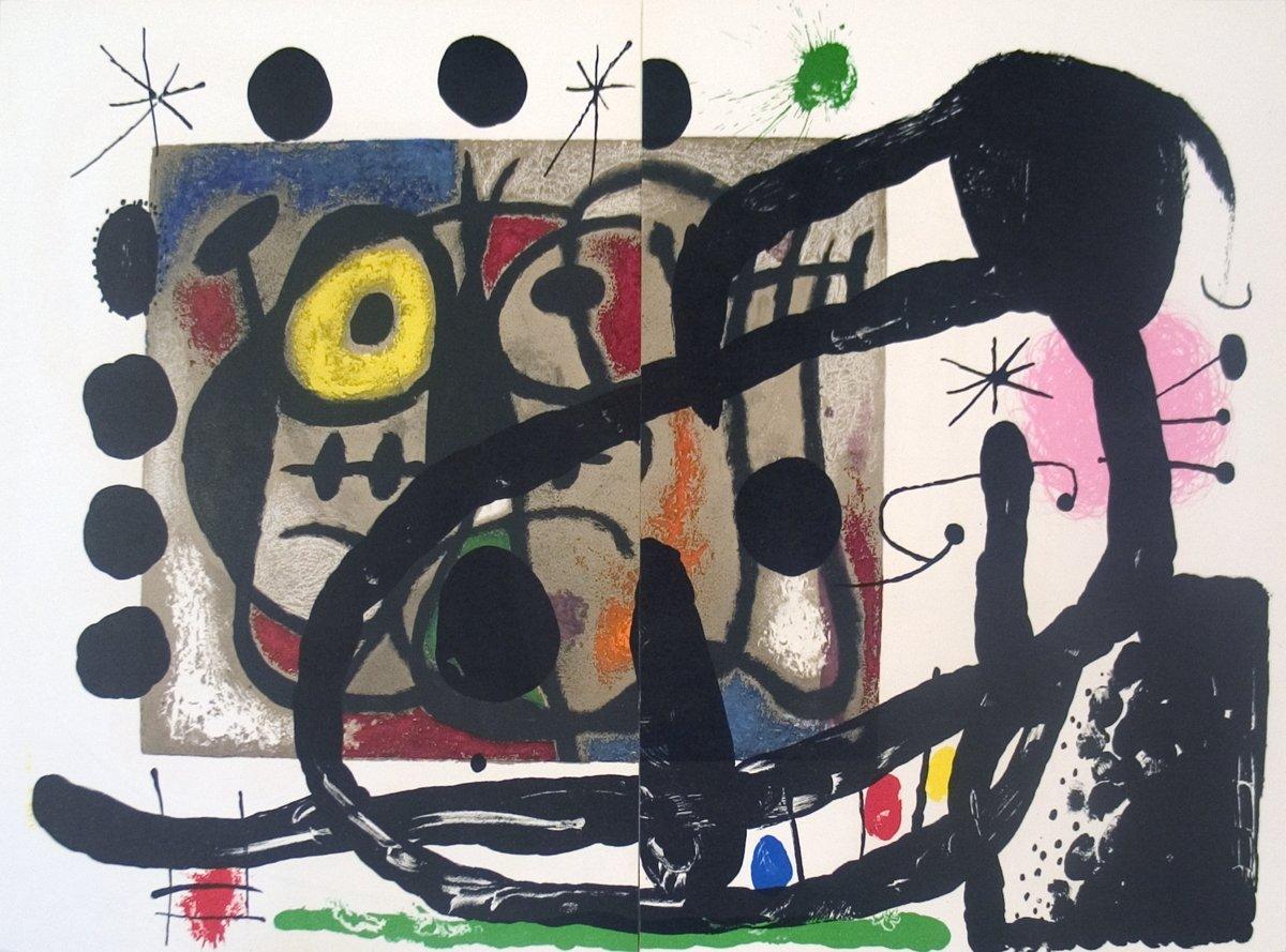 1965 Joan Miro 'Page from Derriere le Miroir, no. 151-152' Surrealism Multicolor - Print by Joan Miró