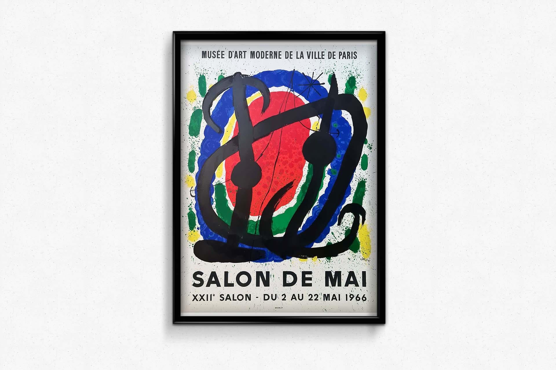 Affiche originale de Joan Miro pour le XXIe Salon de Mai - Surréalisme, 1966 en vente 2