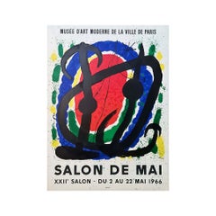 Affiche originale de Joan Miro pour le XXIe Salon de Mai - Surréalisme, 1966