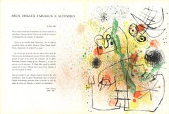 Vintage 1967 Joan Miro 
Deux Oiseaux
 Surrealism Multicolor France Lithograph