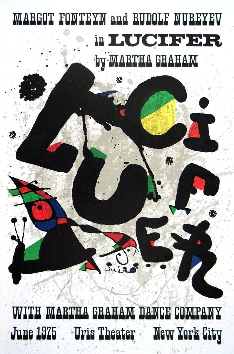 1975 Nach Joan Miro „Lucifer“ ORIGINAL LITHOGRAPH – Print von Joan Miró