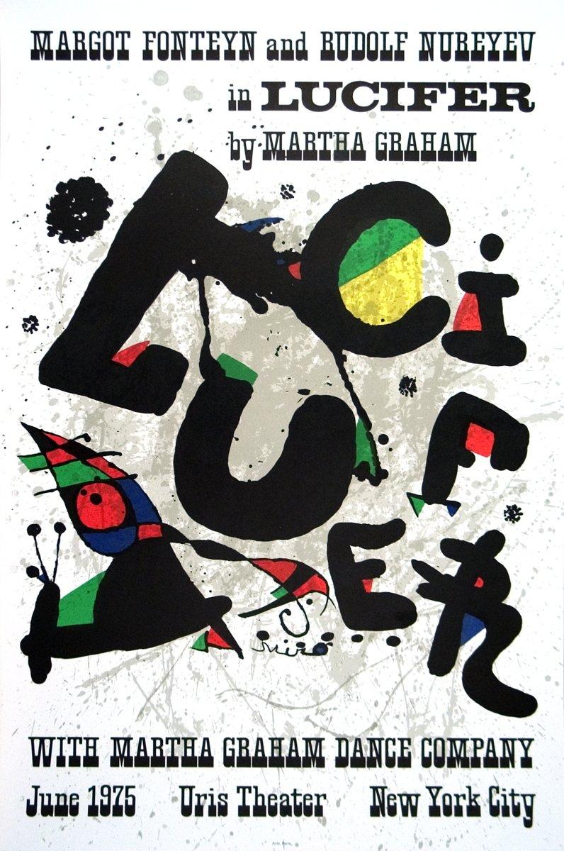 1975 After Joan Miro 'Lucifer' ORIGINAL LITHOGRAPH - Print by Joan Miró