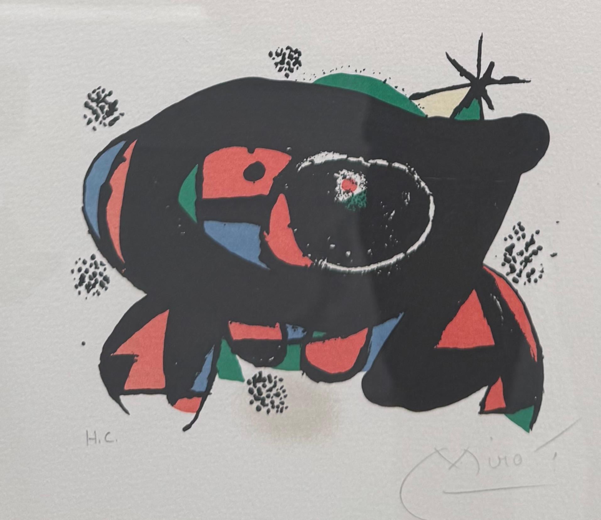 1978 Original Joan Miro Abstract Surreal Lithograph “LA RANA” Pencil Signed - Gray Animal Print by Joan Miró