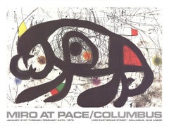 Vintage 1979 After Joan Miro 'At Pace Columbus (horizontal)' Surrealism Multicolor