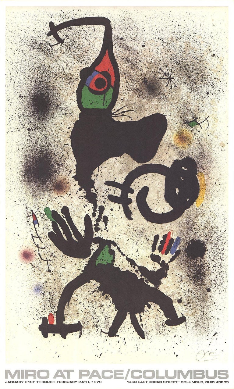 1979 d'après Joan Miro « At Pace-Columbus (vertical) » Surréalisme ...