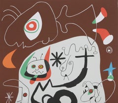 Une danseuse de ballet écoutant de l'orgue Affiche sérigraphiée surréaliste d'après Joan Miro