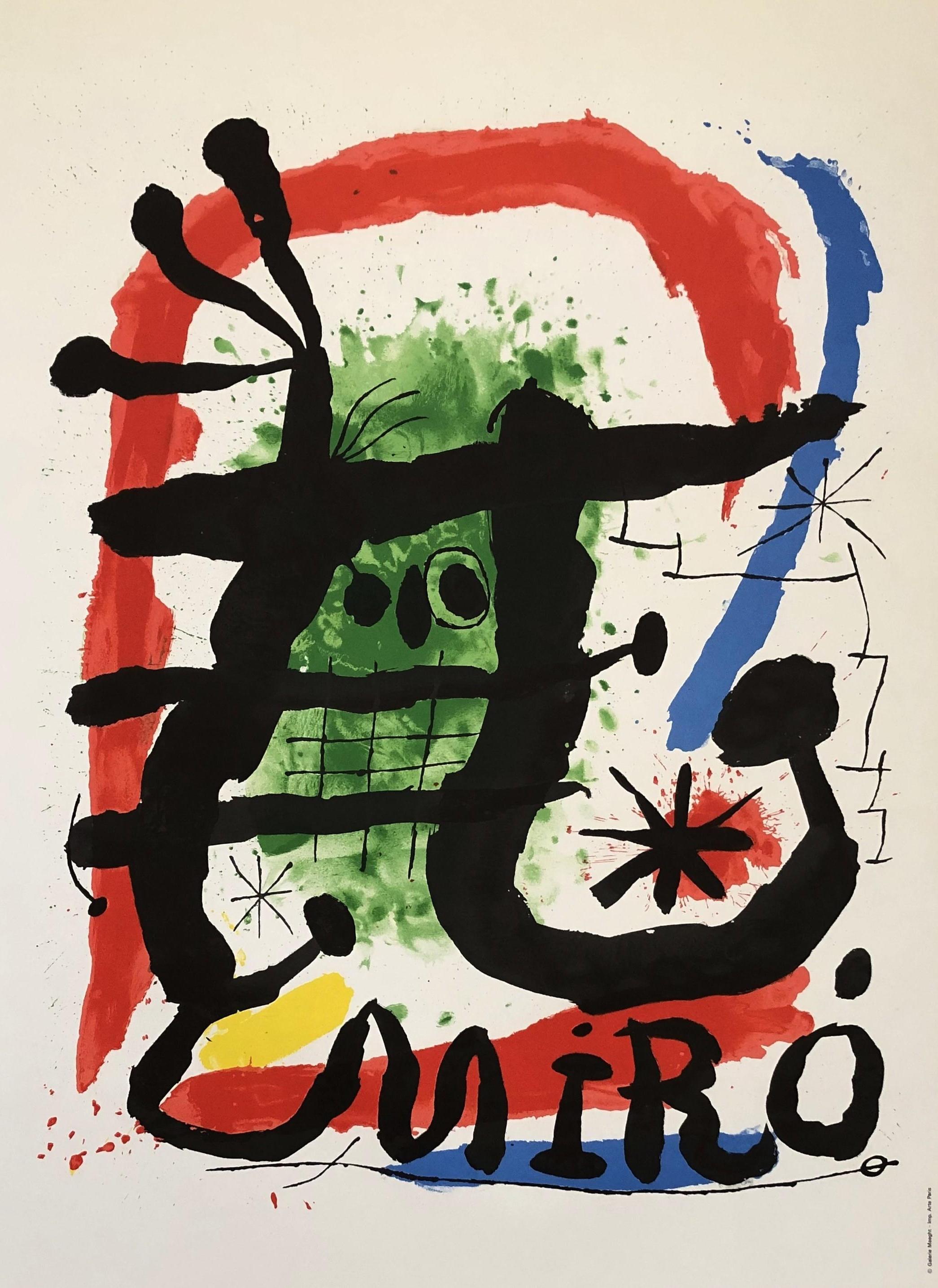 Joan Miró Abstract Print - Abstract Composition - Green Figure - Lithograph Signed
