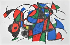 Composition abstraite - Lithographie de J. Mirò - 1972