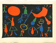 Abstract Composition - Original Lithograph by J. Mirò - 1960s